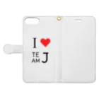 Team　ＪのＩ❤TEAM J(LOGO BK) 手帳型スマホケースを開いた場合(外側)