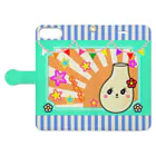 とりこおみやげ店の【非公式】鳥取砂丘グッズ_004_名物・らっきょう（レトロキャラ） Book-Style Smartphone Case:Opened (outside)