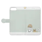 月夢しろのマッシュくんとこいぬ Book-Style Smartphone Case:Opened (outside)