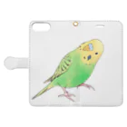 まめるりはことりの首傾げセキセイインコ　ピーちゃん【まめるりはことり】 Book-Style Smartphone Case:Opened (outside)