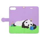 mya-mya=MIYA JUNKO's shop 02のpanda with a book Book-Style Smartphone Case:Opened (outside)