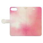 水彩 Ao_watercolorのPeach pink　水彩 Book-Style Smartphone Case:Opened (outside)