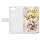 きょこちSHOPのお菓子大好き　おしゃまな女の子ペティ Book-Style Smartphone Case:Opened (outside)