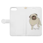 めぇありぽてモフつぐみ🐶らーはーのPug First 手帳型スマホケースを開いた場合(外側)