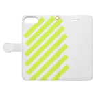 viofranme.のsuzuri_fullgraphicT-template-XL_slash_lime_yellow_ Book-Style Smartphone Case:Opened (outside)