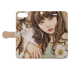 おちょぴのGirl and Cat 手帳型スマホケースを開いた場合(外側)