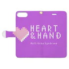 ハート&ハンドのHeart & Hand のパープルオリジナルアイテム 手帳型スマホケースを開いた場合(外側)