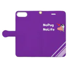 こてんshop.pugのnopug nolife.purple 手帳型スマホケースを開いた場合(外側)