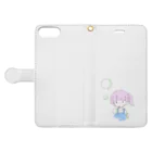 akitoのシャボン玉の女の子 Book-Style Smartphone Case:Opened (outside)