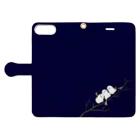 b_miccoのシマエナガだんご　ネイビー Book-Style Smartphone Case:Opened (outside)