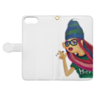 大雑把商会（ohzappa syoukai)のHIPPIE GIRL Book-Style Smartphone Case:Opened (outside)