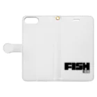 おもしろいTシャツ屋さんのFISHING　釣り　FISH　 Book-Style Smartphone Case:Opened (outside)