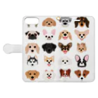 kimchinのいろいろな犬種のかわいい顔 Book-Style Smartphone Case:Opened (outside)