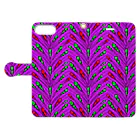 SANKAKU DESIGN STOREのキミの奥まで飛んで行け！ PURPLE Book-Style Smartphone Case:Opened (outside)