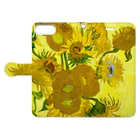 ART のゴッホ/ひまわり　Vincent van Gogh / Sunflowers 手帳型スマホケースを開いた場合(外側)