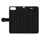 KOKI MIOTOMEのスーツ生地風（黒×ストライプ） Book-Style Smartphone Case:Opened (outside)