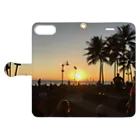 旅行したらのオアフの夕陽 Book-Style Smartphone Case:Opened (outside)