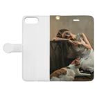 Hollywayの美人と猫 Book-Style Smartphone Case:Opened (outside)