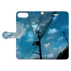 NORIMA'S SHOP の夜空に浮かぶ雲と月光と電信柱のシルエット 手帳型スマホケースを開いた場合(外側)