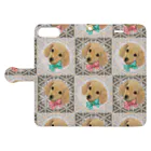 NORIMA'S SHOP のかわいいダックスフントの子犬とチェック柄のパターン Book-Style Smartphone Case:Opened (outside)