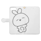 どせいくん。のうさぎのみにぽん（のんびり） 手帳型スマホケースを開いた場合(外側)