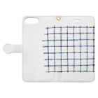 sazanquaのplaid-blue- Book-Style Smartphone Case:Opened (outside)