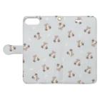 papiko くまさんの【グレー】 kuma with usagi 総柄 Book-Style Smartphone Case:Opened (outside)