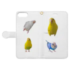 インコまるけのインコまるけ4羽集合‼︎ Book-Style Smartphone Case:Opened (outside)