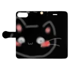 ゆるしょっぷのラクガキねこちゃん(くろ) 手帳型スマホケースを開いた場合(外側)