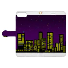 ドット絵アイテムの夜景 手帳型スマホケースを開いた場合(外側)