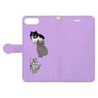 oinarichanの3匹の猫たち　紫 Book-Style Smartphone Case:Opened (outside)