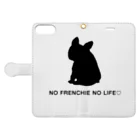 NO FRENCHIE NO LIFE♡のNO FRENCHIE NO LIFE♡モノクロ 手帳型スマホケースを開いた場合(外側)