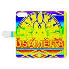 ✨🌈✨ユラクラカン🇯🇵 ✨🌈✨の🌟🌈USAMEITA! rainbow🌟yellow gold オーシャン🌈🌟 手帳型スマホケースを開いた場合(外側)