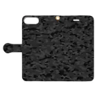 Military Casual LittleJoke のCasualCamo Black カジュアル迷彩 黒色 サバゲー装備 手帳型スマホケースを開いた場合(外側)