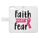 Fred HorstmanのBreast Cancer - Faith Over Fear  乳がん - 恐怖 に 対する 信仰 Book-Style Smartphone Case:Opened (outside)