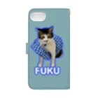 保護猫支援ショップ・パール女将のお宿の福ちゃんみるさんスマホケース Book-Style Smartphone Case :back