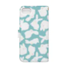 tettetextileのぎっしりうさぎ_bluegreen Book-Style Smartphone Case :back