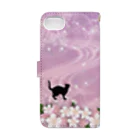 Lunatic Cat-ismの月花猫～桜花明ノ顔・浅紫色 Book-Style Smartphone Case :back