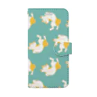 春風工房のへそ天秋田犬グリーン Book-Style Smartphone Case