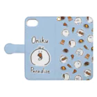 獅子のOniku Paradise(お肉パラダイス・ブルー) Book-Style Smartphone Case:Opened (outside)