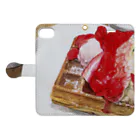 Mutsumi T shopのStrawberry waffle  手帳型スマホケースを開いた場合(外側)