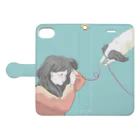 きょみこの狆グッズのおみせの赤い糸 Book-Style Smartphone Case:Opened (outside)