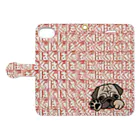パグ PUG ぱぐ  OHMAI GALLERYのパグ-ぱぐ-PUG-パーグー-3 手帳型iPhoneケース Book-Style Smartphone Case:Opened (outside)