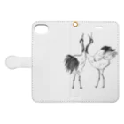 筆ペンどうぶつの鶴さん Book-Style Smartphone Case:Opened (outside)