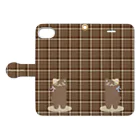 nyanya_sanのチェック柄のにゃにゃさんスマホカバー♥ Book-Style Smartphone Case:Opened (outside)