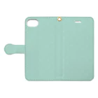 yuki＊yutoriのドット＊くすみグリーン Book-Style Smartphone Case:Opened (outside)