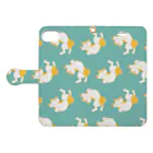 春風工房のへそ天秋田犬グリーン Book-Style Smartphone Case:Opened (outside)