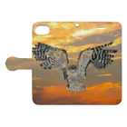 Coshi-Mild-Wildのシマフクロウと夕焼け Book-Style Smartphone Case:Opened (outside)