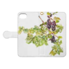 Joy. Ree Illustration SUZURI Shop のGrapes（英国の葡萄畑より） 手帳型スマホケースを開いた場合(外側)