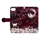 Lunatic Cat-ismの月花猫～桜花宵ノ顔・紫紺 Book-Style Smartphone Case:Opened (outside)